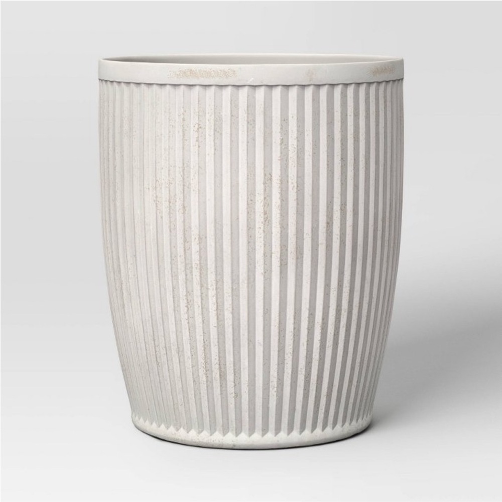 Studio McGee Weathered Ribbed Composite Indoor Outdoor Planter (Small 12”)